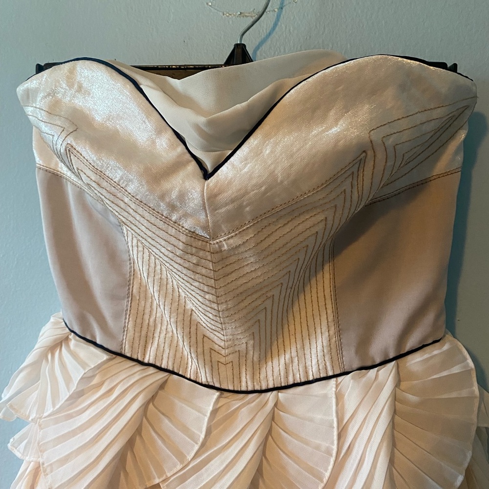 BCBGMaxAzria Ivory Strapless Ruffled Mini Dress - Picture 3 of 6